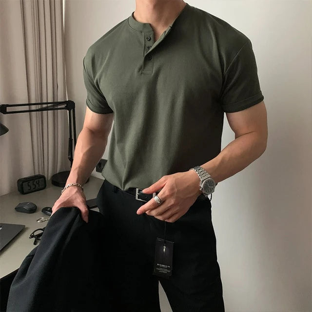 Men's Short Sleeve Henley T-Shirt