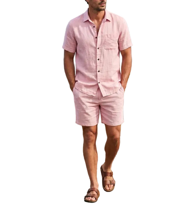 Men's Short Sleeve Shirt and Shorts Set