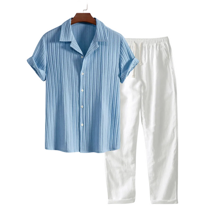 Men's Short Sleeve Shirt and Trousers Set