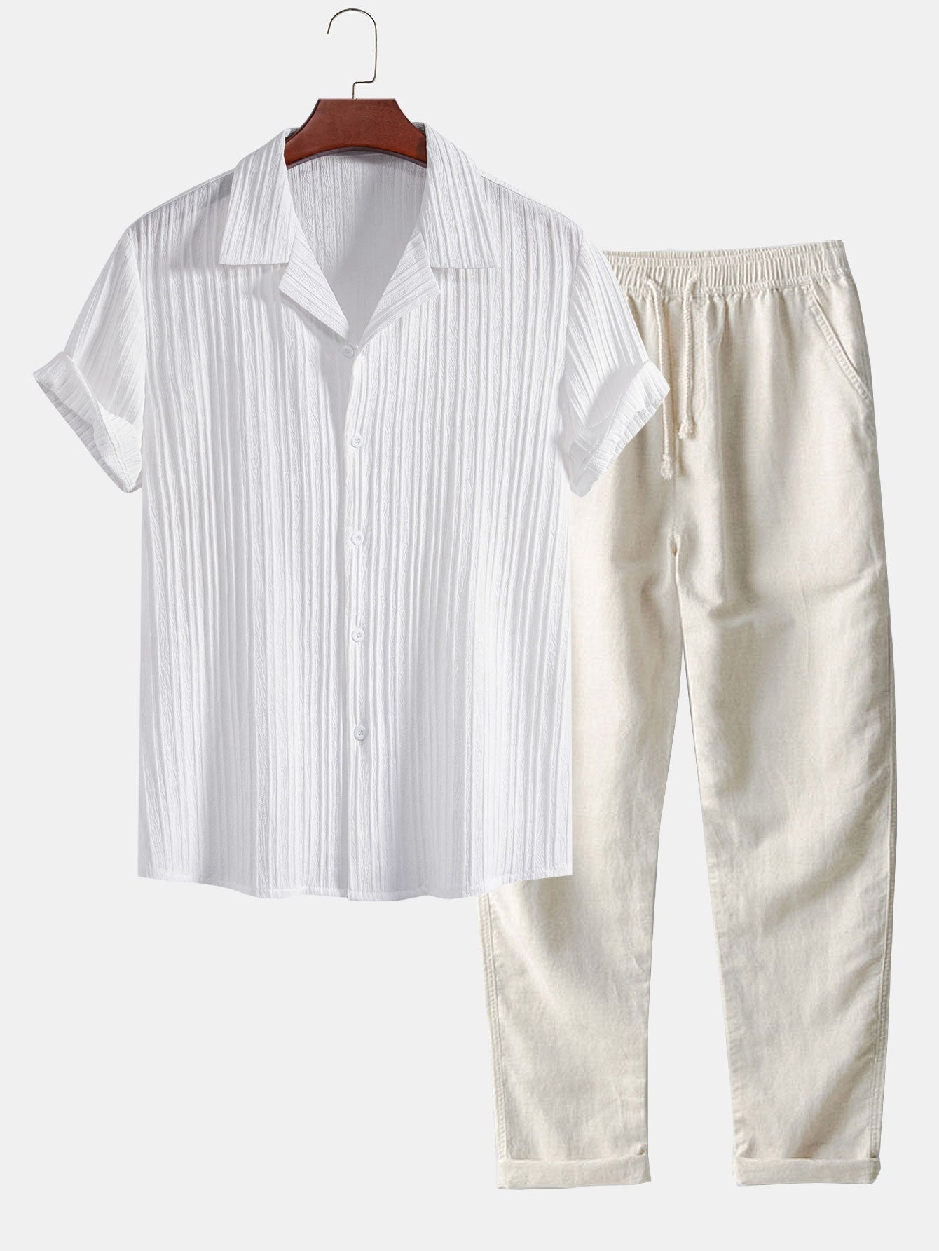 Men's Short Sleeve Shirt and Trousers Set