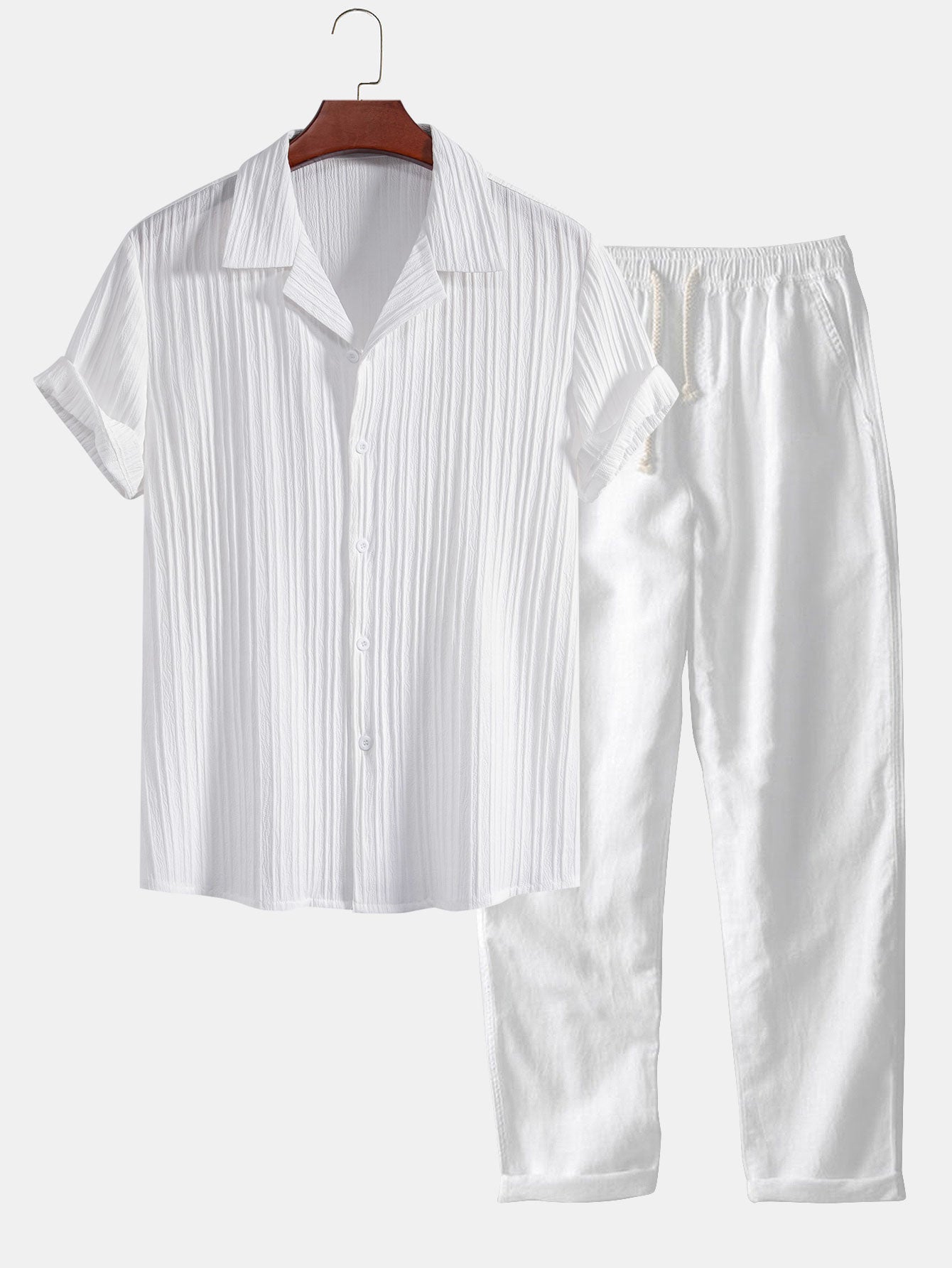 Men's Short Sleeve Shirt and Trousers Set