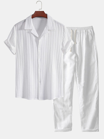 Men's Short Sleeve Shirt and Trousers Set