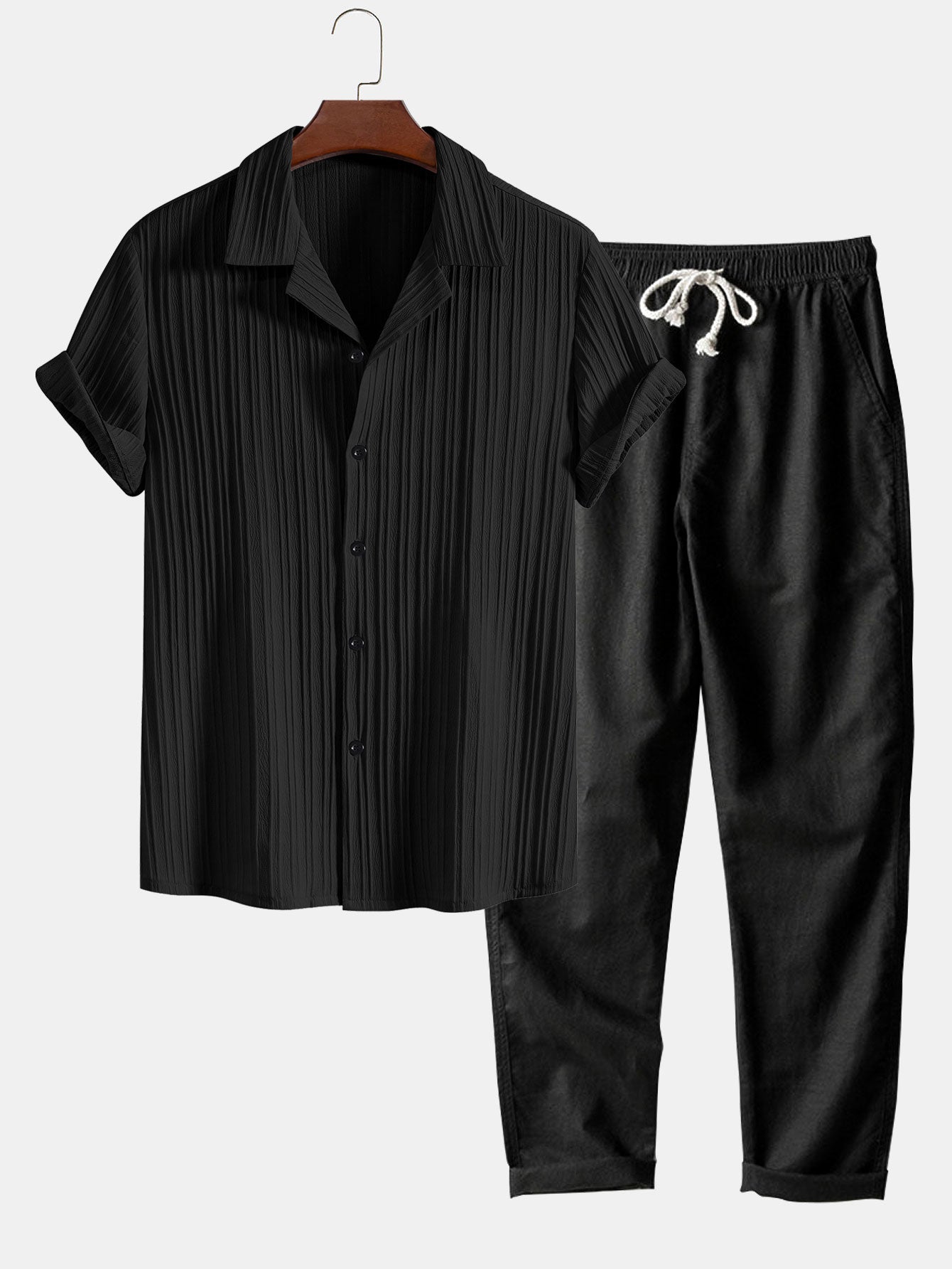 Men's Short Sleeve Shirt and Trousers Set