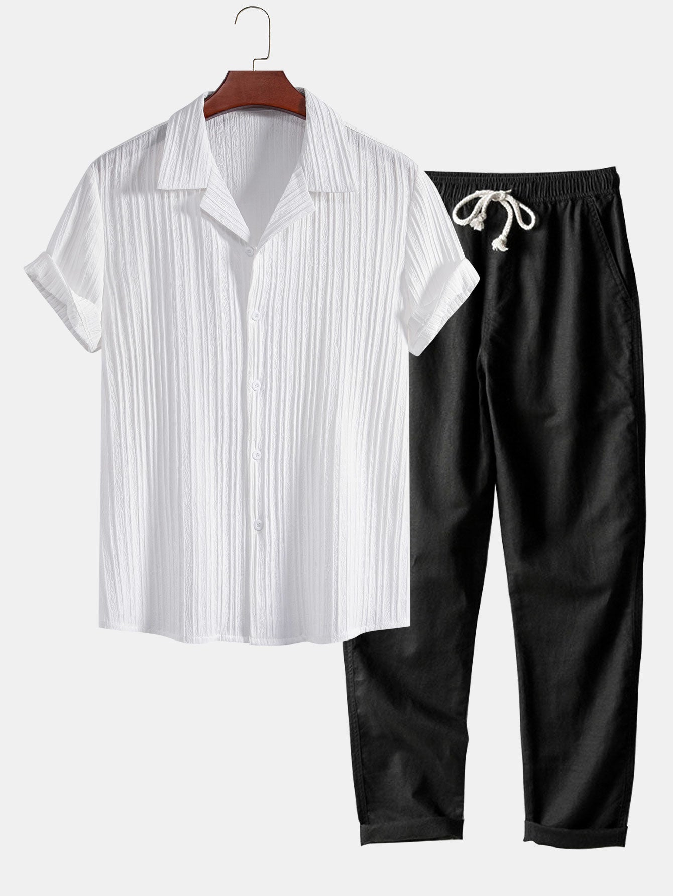 Men's Short Sleeve Shirt and Trousers Set