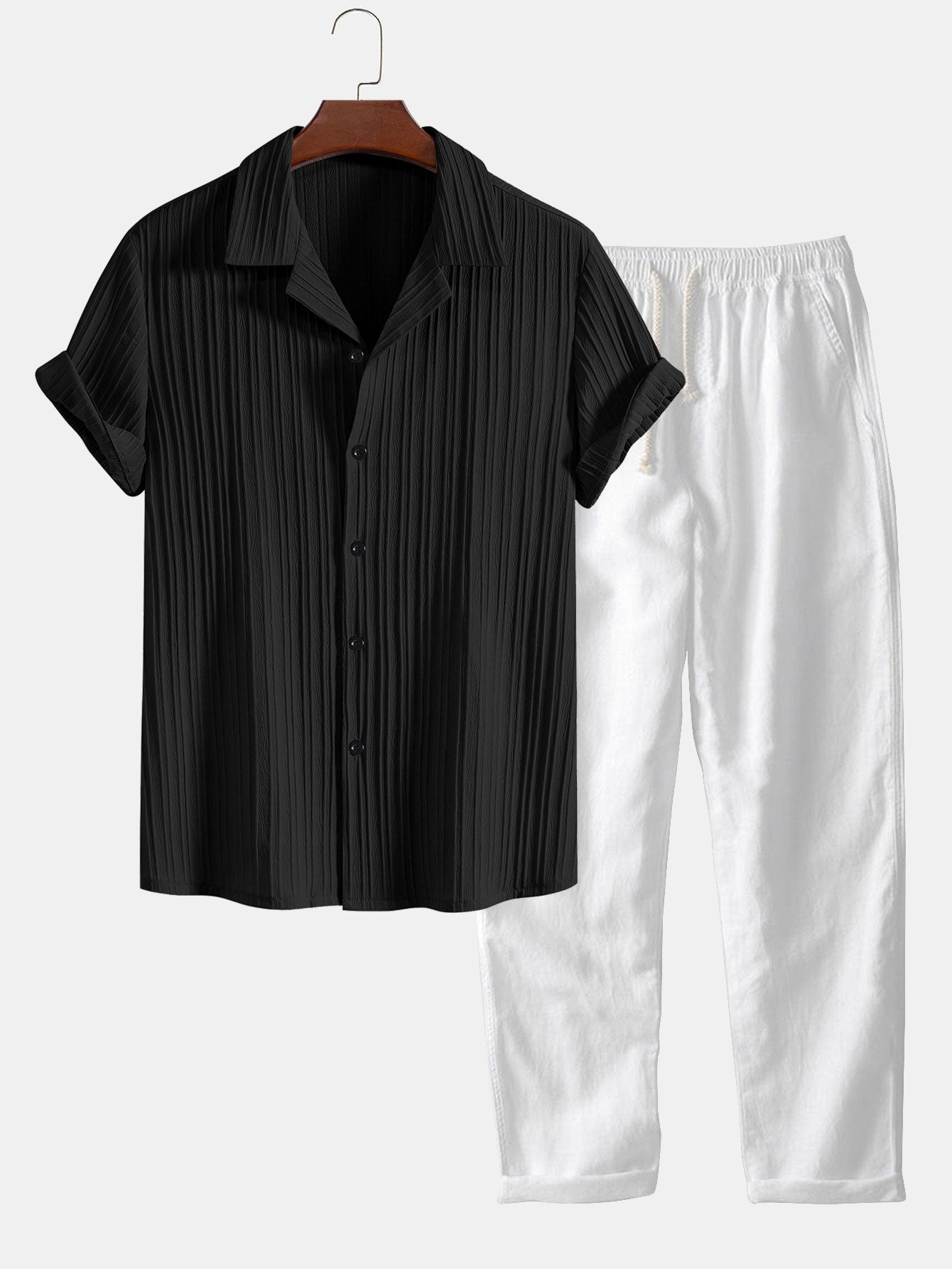 Men's Short Sleeve Shirt and Trousers Set