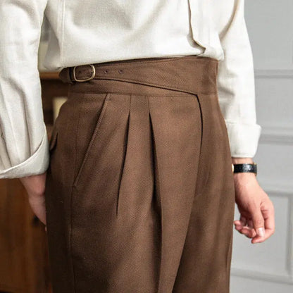 Men's Side Adjuster Pleated Trousers