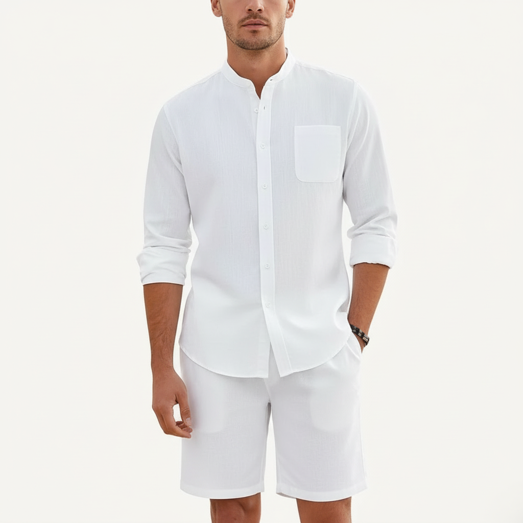 Men's Stand Collar Pocket Set