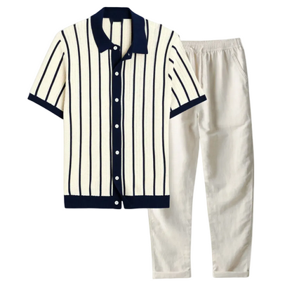 Men's Striped Shirt and Trousers Set