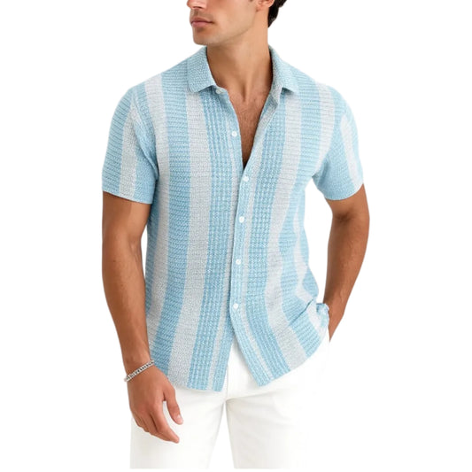 Men's Textured Stripe Button Shirt