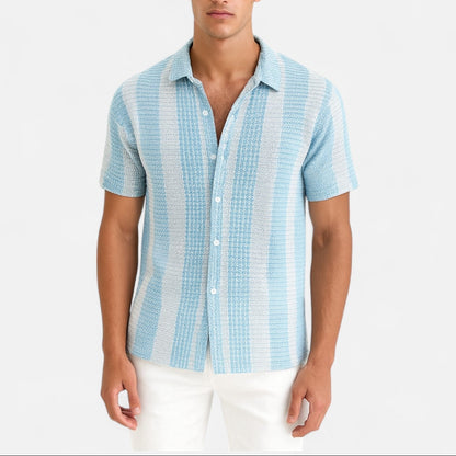 Men's Textured Stripe Button Shirt