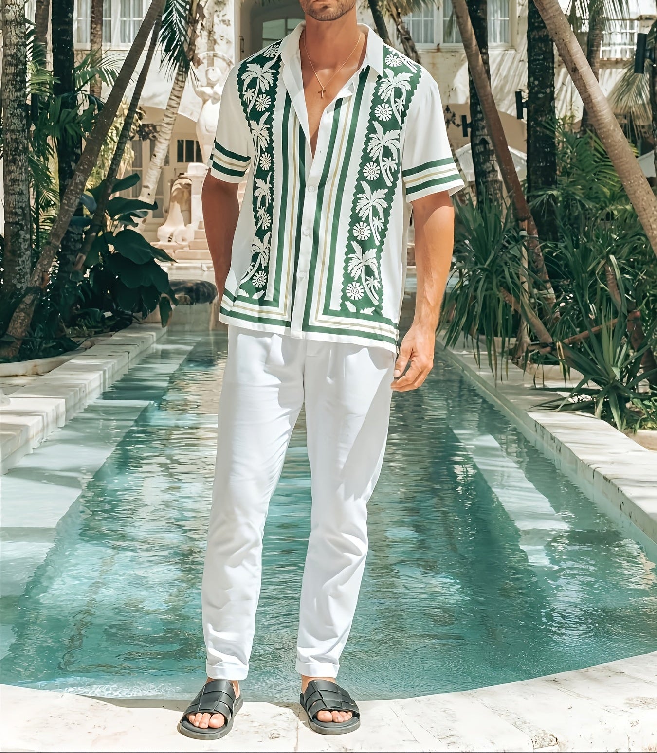 Men's Tropical Print Short Sleeve Shirt