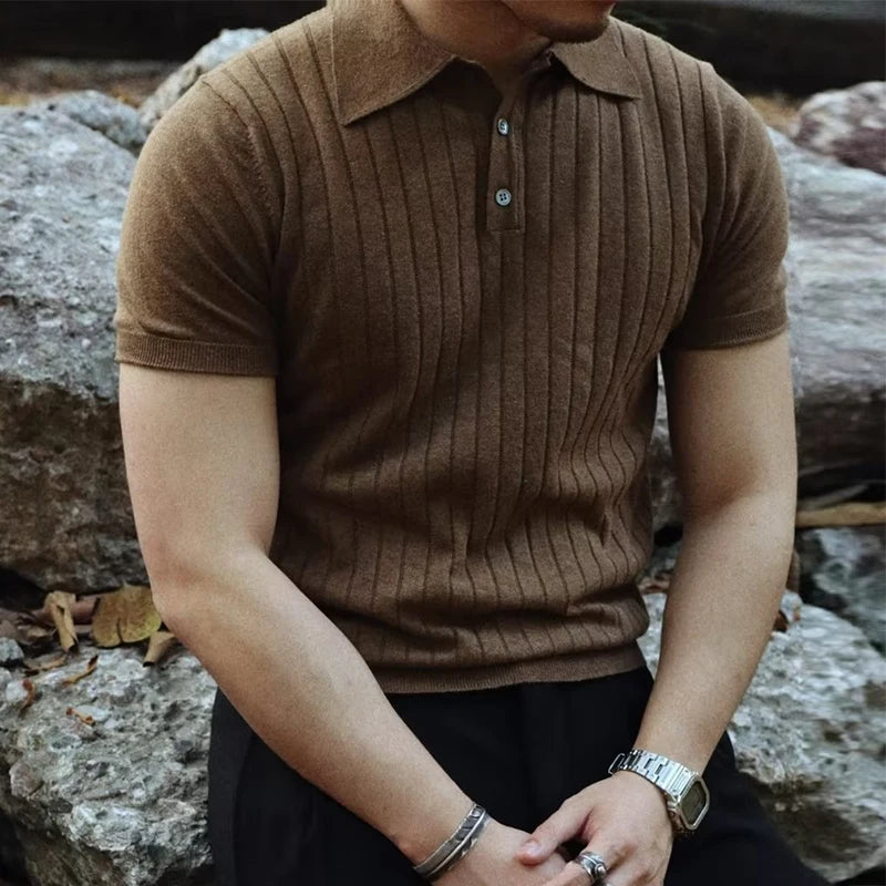 Men's Vertical Line Polo Shirt