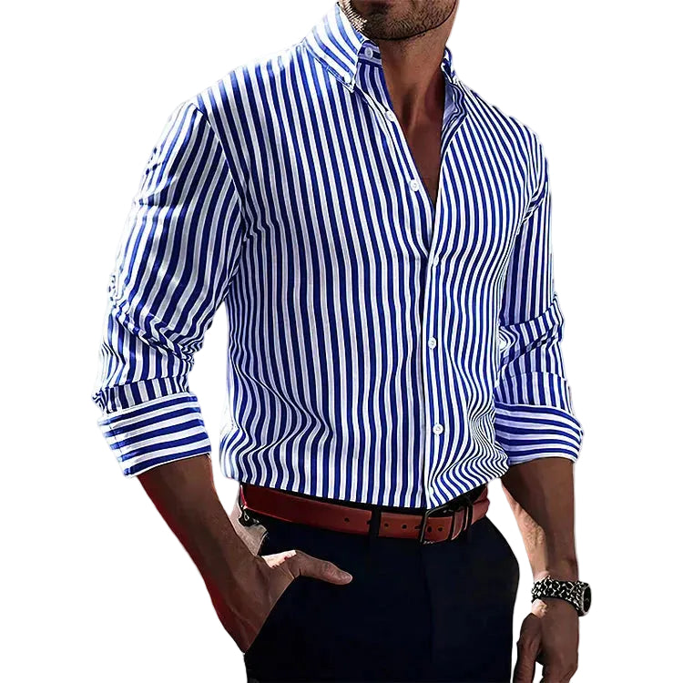 Men's Vertical Stripe Button Front Shirt