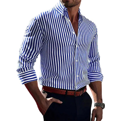 Men's Vertical Stripe Button Front Shirt